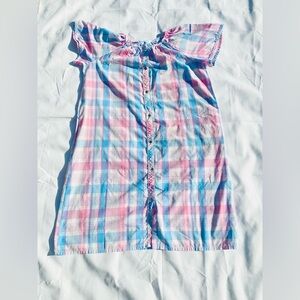 Medium Vintage Tommies nightgown pastel plaid, checkered pattern.